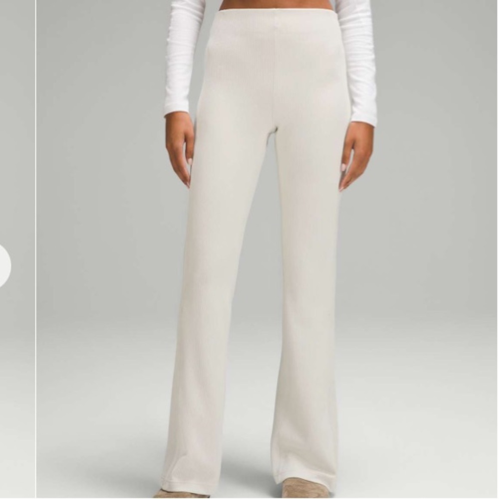 lululemon athletica Wide Leg Ribbed Pants in Off-White